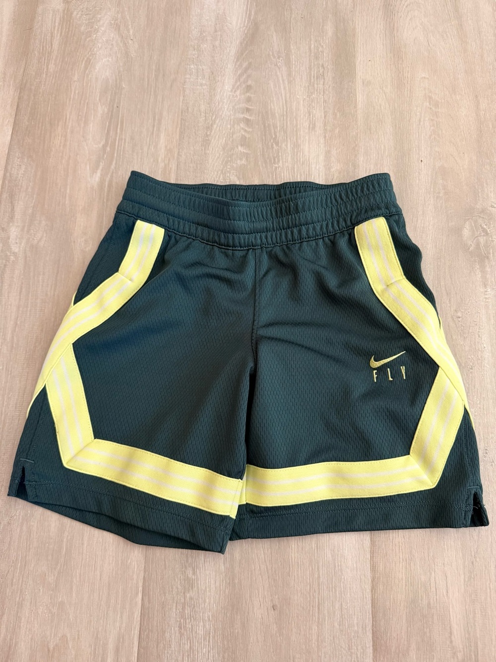 Nike Olive Green Dri-FIT Athletic Shorts with White Swoosh
